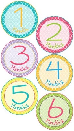 Monthly Onesie Sticker w/ Colorful Geometric Circular Patterns - Waterproof and Durable - Includes 1-12 Month Stickers for a Unique Way to Document Your Baby's Monthly Milestones