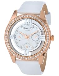 Kenneth Cole New York Womens KC2794 Transparency White Multi-Function Floating Stone Dial Rose Watch