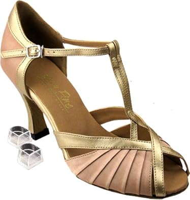 Very Fine Women's Salsa Ballroom Tango Latin Dance Shoes Style 2707 Bundle with Plastic Dance Shoe Heel Protectors 2.5 Inch Heel