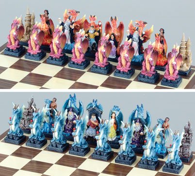 DELUXE LARGE FANTASY DRAGON CHESS SET - COLLECTORS EDITION