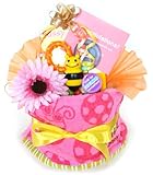 オムツケーキ Sassy （サッシー）ハチさんの歯固めとタオル パンパースS (ピンク系（ピンキードット）)