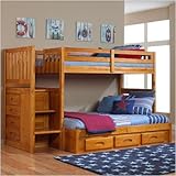 Bundle-38 Honey Twin Over Full Staircase Bunk Bed