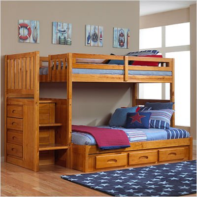 Honey Twin Over Full Staircase Bunk Bed