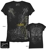 Gibson QUEEN Guitarist Musician Artist Band Juniors Black Tee T-Shirt, Large
