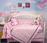 SoHo Pink Minky Chenille Roses Baby Crib Nursery Bedding Set 10 pcs Bargain