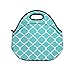 LeeVan Waterproof Portable Stylish Children School/Work Lunch Tote Bags Artwork Travel Gourmet Carry Box Insulated Food Cooler Container Carrying Neoprene Sleeve Lunch Bag - Moroccan Pattern, Teal