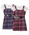 BCX Little Girls Dress, Pieced Belted Plaid Dress