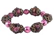 Bracelet - B87 - Faceted Glass and Murano Style Beads - Stretch ~ Amethyst, Pink and Navy Blue