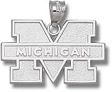 Michigan Wolverines Solid Sterling Silver ''M MICHIGAN'' 3/4'' Pendant