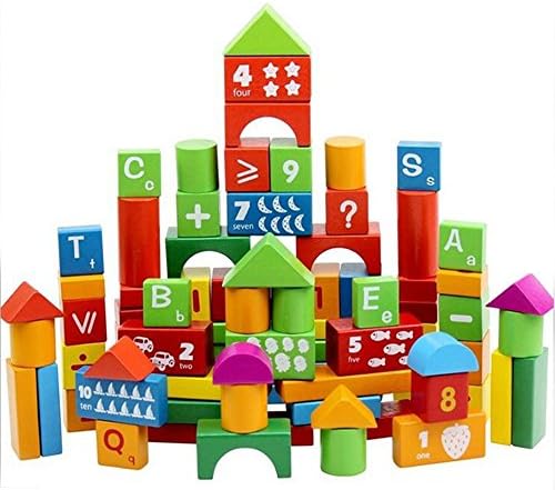 100 Piece Wooden Block Set with Carrying Bag and Box