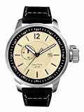 Image of Nautica A12543 Gents dual time, gold dial, brown leather strap