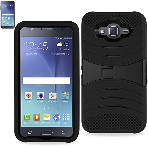Samsung Galaxy J7 Case,BNY-WIRELESS (TM) Rugged High Impact Hybrid Drop Proof Armor Defender Full-body Protection Case Convertible Built in Stand for Samsung Galaxy J7-BLACK