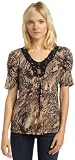 AGB Women's Abstract Animal Print Soft Knit Top