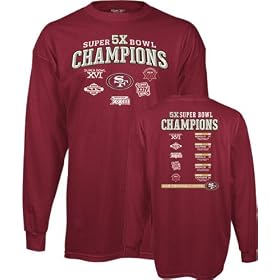 San Francisco 49ers -Red- 5X Super Bowl Champions Commemorative Long Sleeve T-Shirt