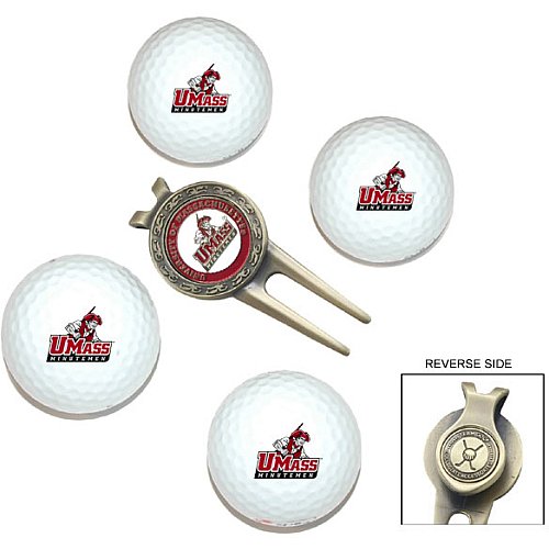 Massachusetts Minutemen Pack Of 4 Golf Balls And Divet Tool Gift Set From Team Golf