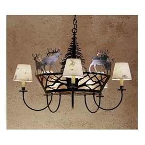 35W Elk On The Loose 5 Arm Chandelier