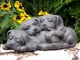 Eigenschaften Tiefes Kunsthandwerk GbR  / Steinfigur Tierfigur Hund Welpentrio Welpe dunkelbraun