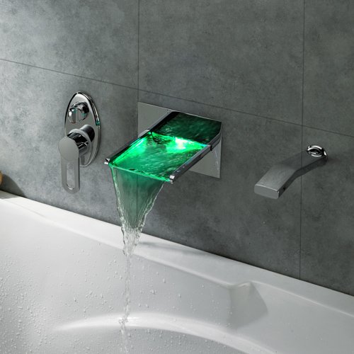 Lightinthebox Single Handle Wall Mount Waterfall Led Bath Tub