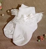 White Anklet Sock with Lace and Bow