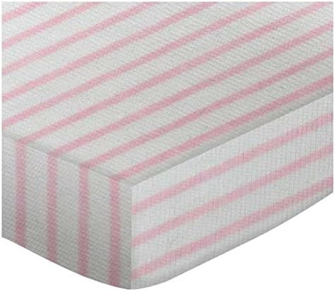 SheetWorld Fitted Square Playard Sheet 37.5 x 37.5 (Fits Joovy) - Pink Stripes Jersey Knit - Made In USA