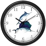 Marlin and Sailfish - Game Fish - JP Wall Clock by WatchBuddy Timepieces (Slate Blue Frame)