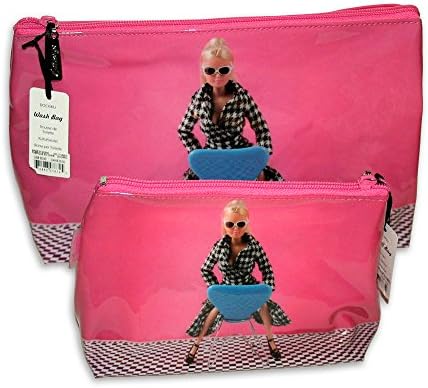 Catseye London Wash Bag and Cosmetics Bag 2 Piece Set - Pink - Doll On Chair