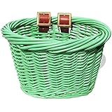Colorbasket 01518 Kid's Front Handlebar Wicker Bike Basket, Green