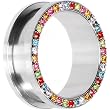 26mm Stainless Steel Multi Gem Screw Fit Tunnel