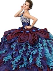 Tulle One Shoulder Fitted  Quinceanera Dress  With Ruffles