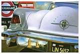 Lincoln Continental '56 in London by Graham Reynolds. Size 54.00 X 36.00 Art Poster Print on Canvas
