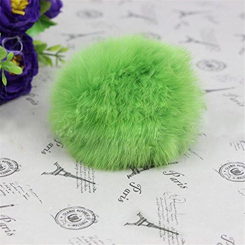 ROOMZOOM New Style Rabbit Fur Ball PomPom Cell Phone Car Keychain Pendant Bag Key Ring Green