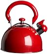 KittAmor 3 Quart Julia Whistling Stainless Tea Kettle, Red