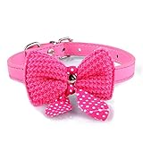 WensLTD Hotsale！Knit Bowknot Adjustable Dog Puppy Pet Collars (Hot Pink)