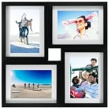 Black 4-opening PUZZLE wood collage frame for 5x7 prints by Malden - 5x7