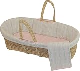 Tadpoles Cotton Floral Stripe Moses Basket Set, Pink