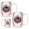 New York Mets 2pc Ceramic Gameball Mug Set - Primary Logo MLB Baseball