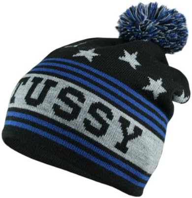Stussy Worldwide Stadium Pom-Pom Beanie - OSFA (Three Colors) (Black)