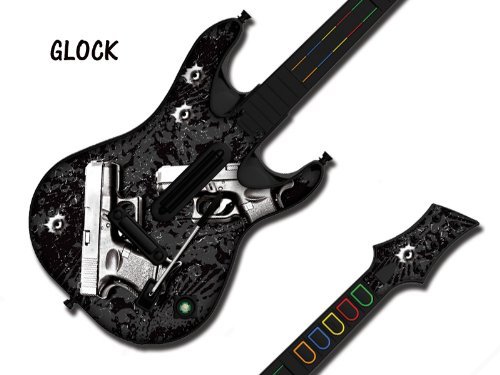 Protective Skins For Guitar Hero 4 "world Tour" Guitar, Fits Xbox 360, Ps3 Playstation 3 - Glock Black Picture