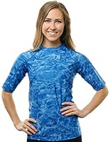Aqua Design Women Loose Fit Rash Guard Swim Surf Short Sleeve UV Sun Shirt