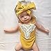 Baby Girls Romper Sunsuit Jumpsuit with Headband, Yellow (9M)