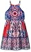 As U Wish Girls' Big Sleeveless Border Print Shirred Waist Dress