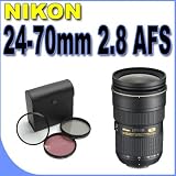 Nikon 24-70mm f/2.8G ED AF-S Nikkor Wide Angle Zoom Lens PLUS 3pc Filter Kit w/ Hard Case (2164) BigVALUEInc Accessory Saver Bundle