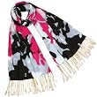 Abstract Art Black Gray Red 100% Pashmina Cashmere Tassel End Long Scarf Shawl