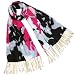 Abstract Art Black Gray Red 100% Pashmina Cashmere Tassel End Long Scarf Shawl
