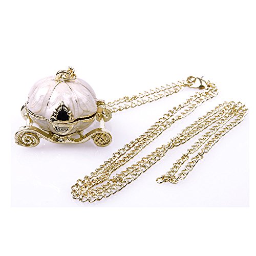 Vintage Cinderella Pumpkin Carriage Locket Pendant Chain Necklace Xmas Gift
