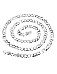 5mm Wide Sterling Silver Double Link Chain Charm Necklace 18"