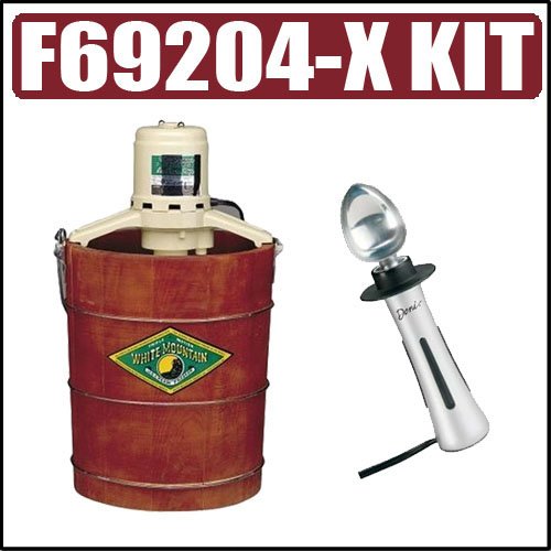 White Mountain F69204-X 4 Qt. Electric Wood Bucket Ice Cream Maker Kit