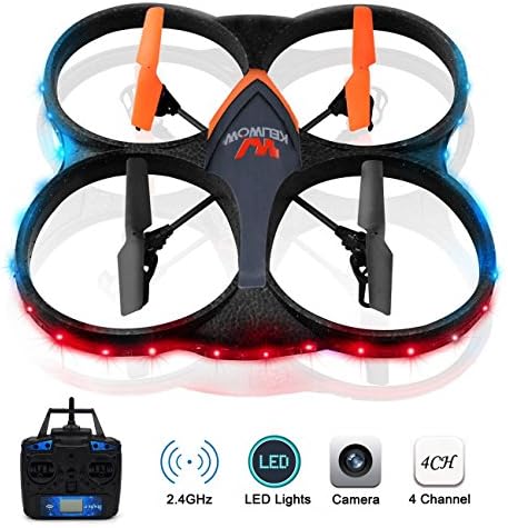 Keliwow K88 2.4GHz 4 CH 6 Axis Gyro RC Quadcopter with HD Camera, 360-degree Rolling Mode LED RC Drone