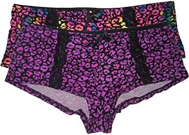 (Pack of 2) XOXO Womens Soft Boy Shorts Underwear Panties L Multicolor