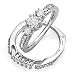 14k White Gold 3 Stone Round Diamond Ladies Bridal Ring Set Matching Band 3/4 CT (0.75 cttw, H-I Color, I1-I2 Clarity)